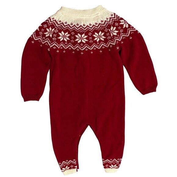 Me and Henry Red Fair Isle Baby Romper 9 to 12 Months One Piece Winter Holiday - Picture 4 of 10